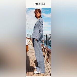 Me and em Italian striped blue white wide leg women’s pants trousers 6